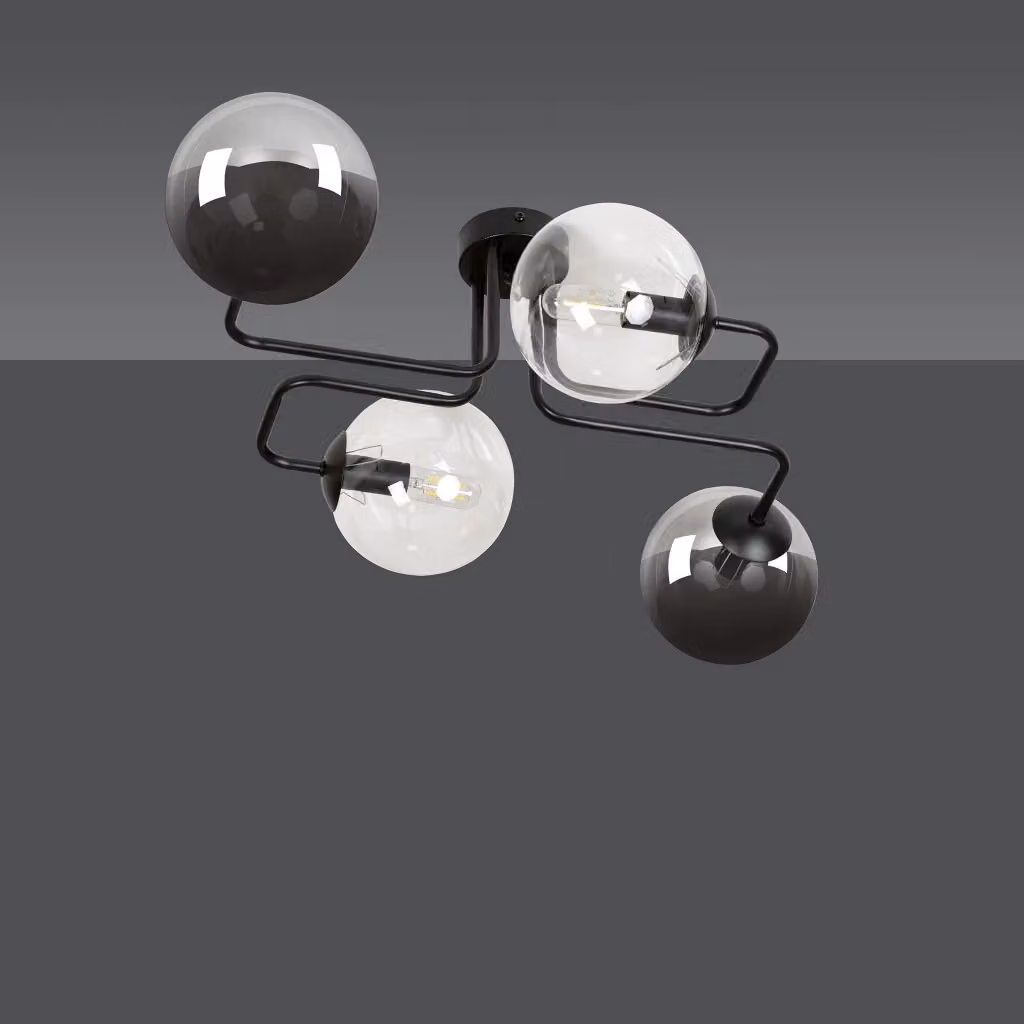 Plafoniera Emibig in metallo e vetro multicolor nero con 4 lampadine E14 dimmabile – 2