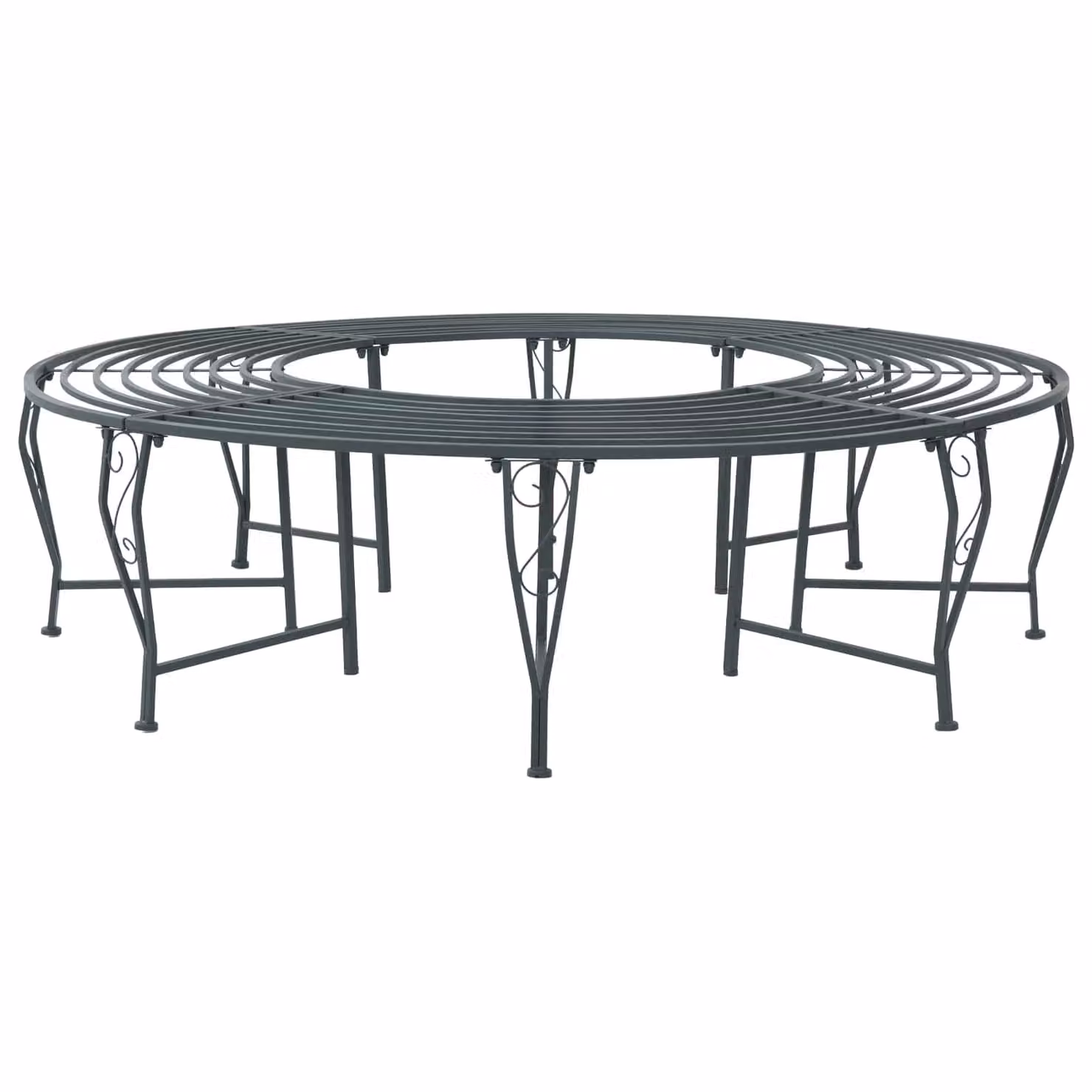 Panchina per alberi da 8 posti vidaXL in acciaio Grigio Argento Ø 160 x 44 cm