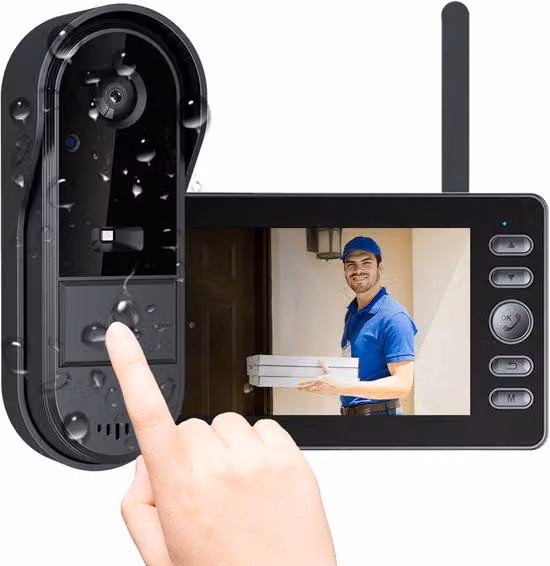 Telecamera di videosorveglianza - con schermo da 4,3 pollici - Citofono video wireless per interni - Visione notturna - Audio bidirezionale - Non richiede app né Wi-Fi