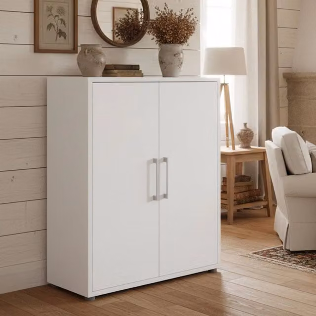 Credenza Warszawa DMORA, Buffet e Madia da Soggiorno o Cucina, Bianco Opaco, L 89 cm x P 40 cm x H 113 cm – 1