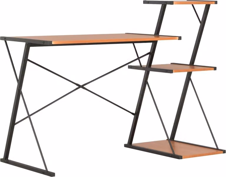 The Living Store Scrivania con ripiano nero e marrone 116×50×93 cm