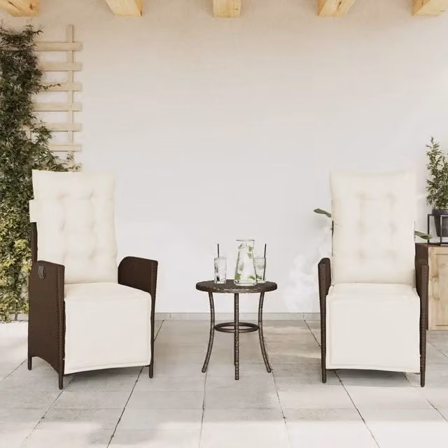 Sedie da Giardino Reclinabili 2 pz con Poggiapiedi Polyrattan 365290
