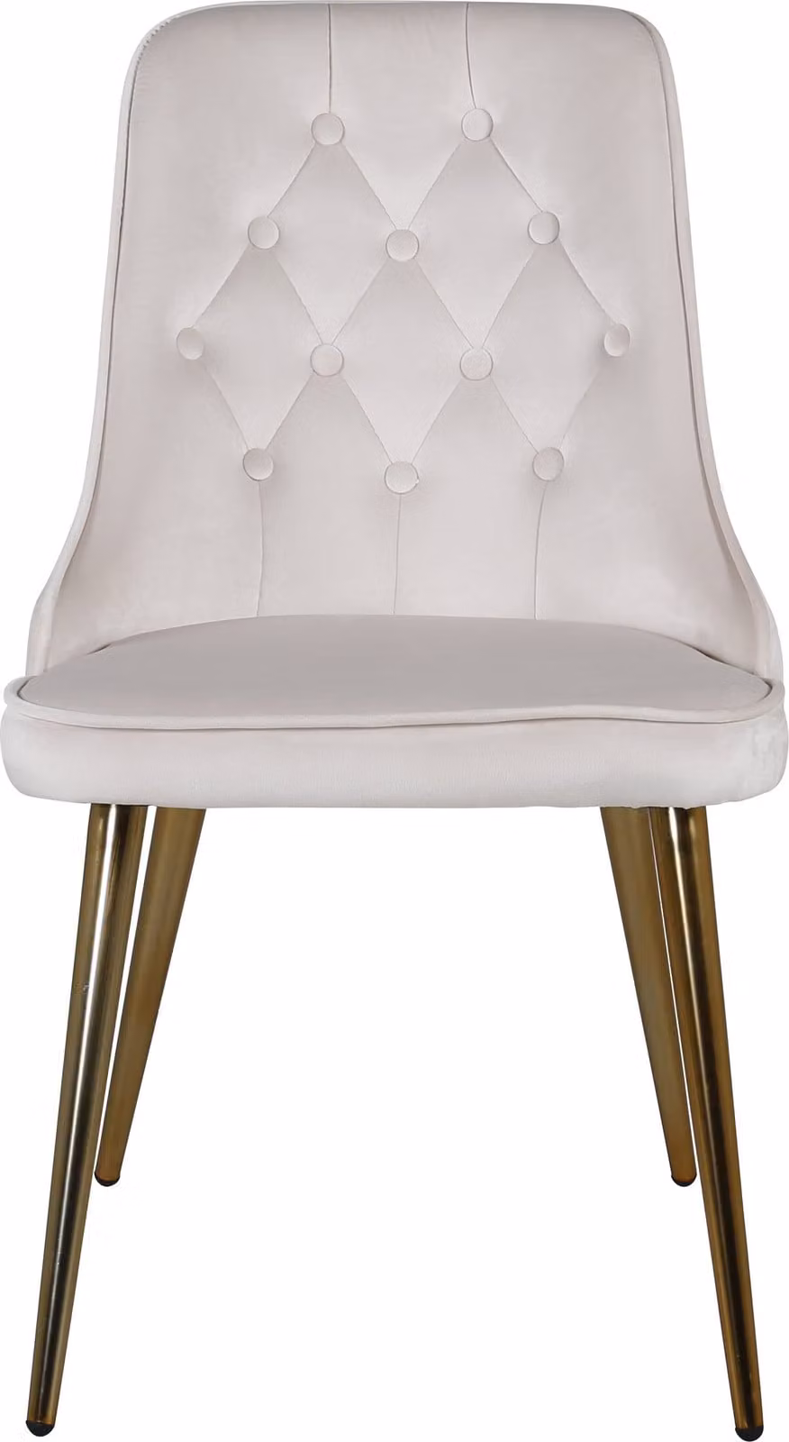 Sedia da pranzo VelvetDeluxe in velluto beige, decori in ottone.
