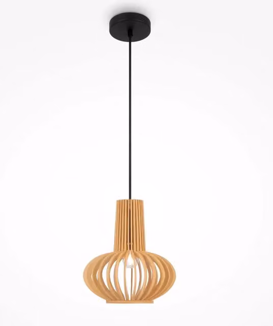 Maytoni Lampada a Sospensione Moderna Roots in Metallo e Legno Nero e Beige con Altezza Regolabile, E27