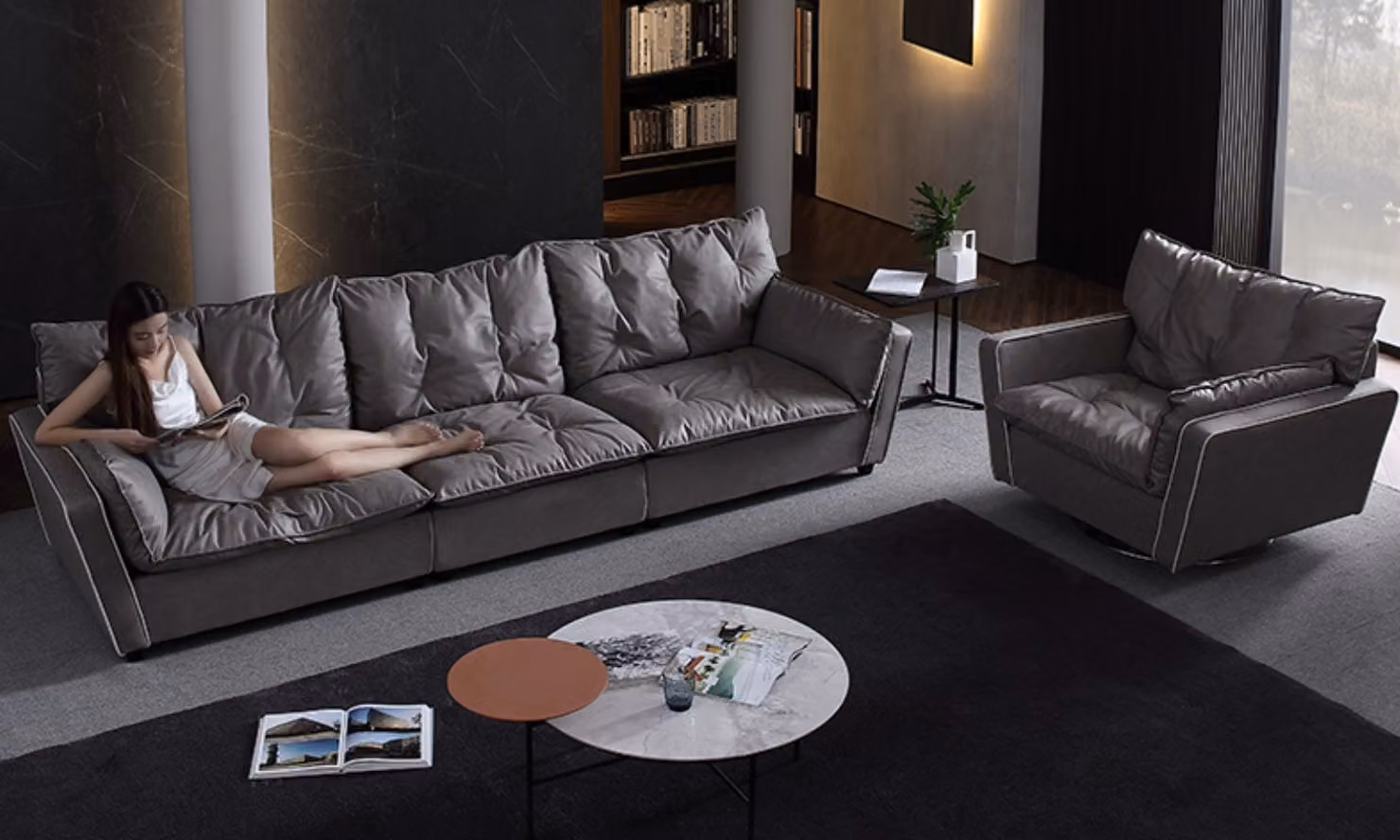 Sofagarnitur 5+1 Sitz Sofas Couch Polster Italienische Möbel Couchen Leder