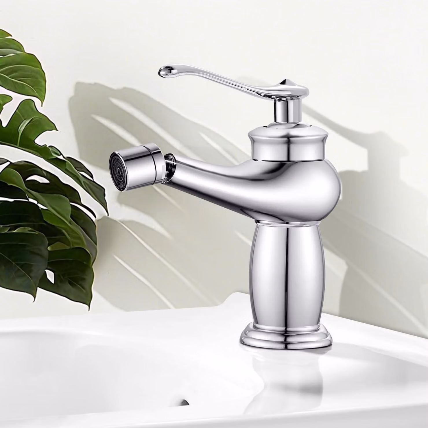 Rubinetto bidet monocomando cromato con bocchetta girevole e attacco G3/8