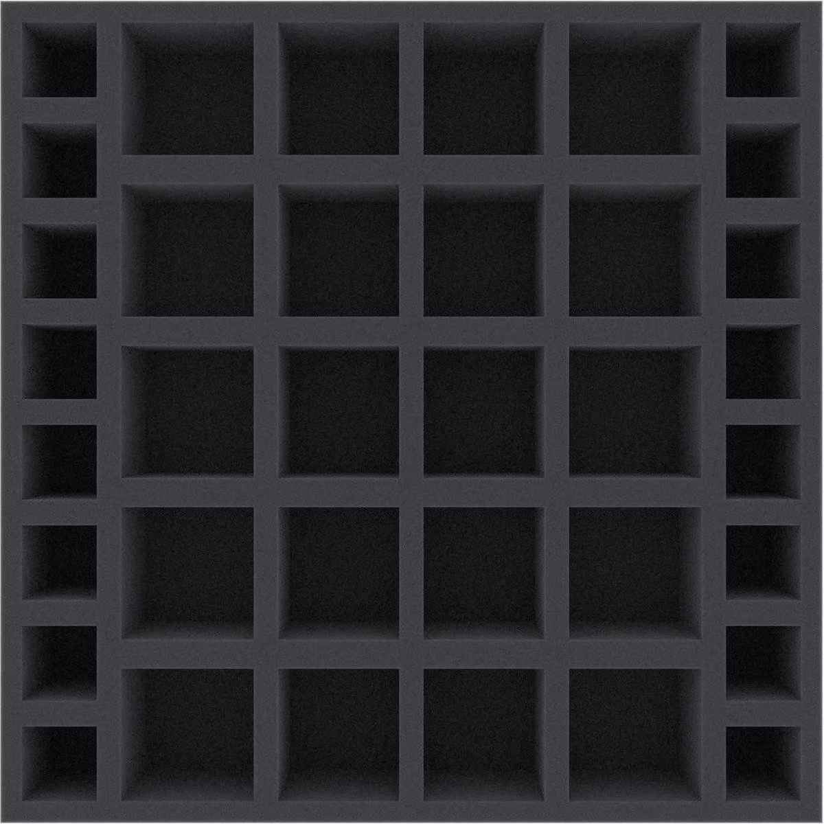 Inserto in schiuma con 36 scomparti, 255x255x55 mm, per giochi da tavolo