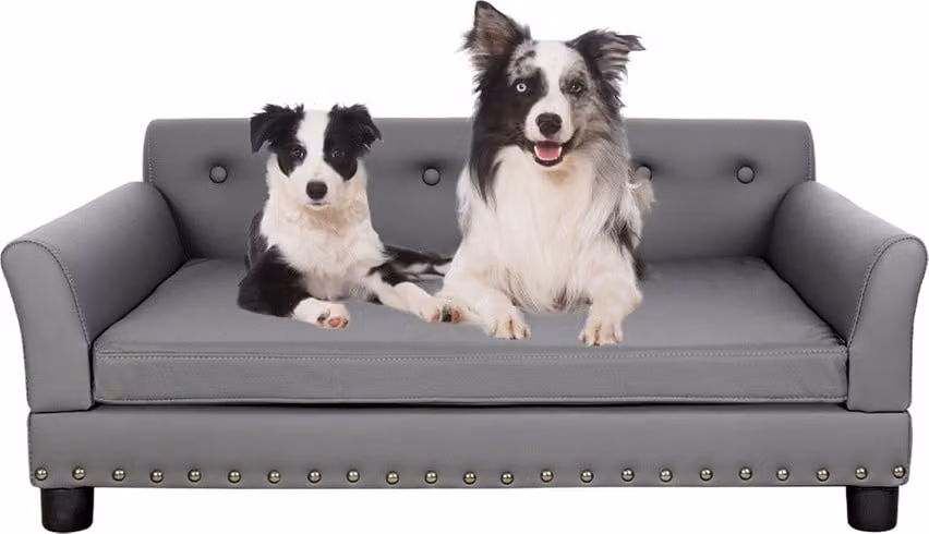 WISFOR divano per animali domestici con schienale, divano per cani, tappetino per cani, letto per cani, L: 96 x 72 x 40 cm
