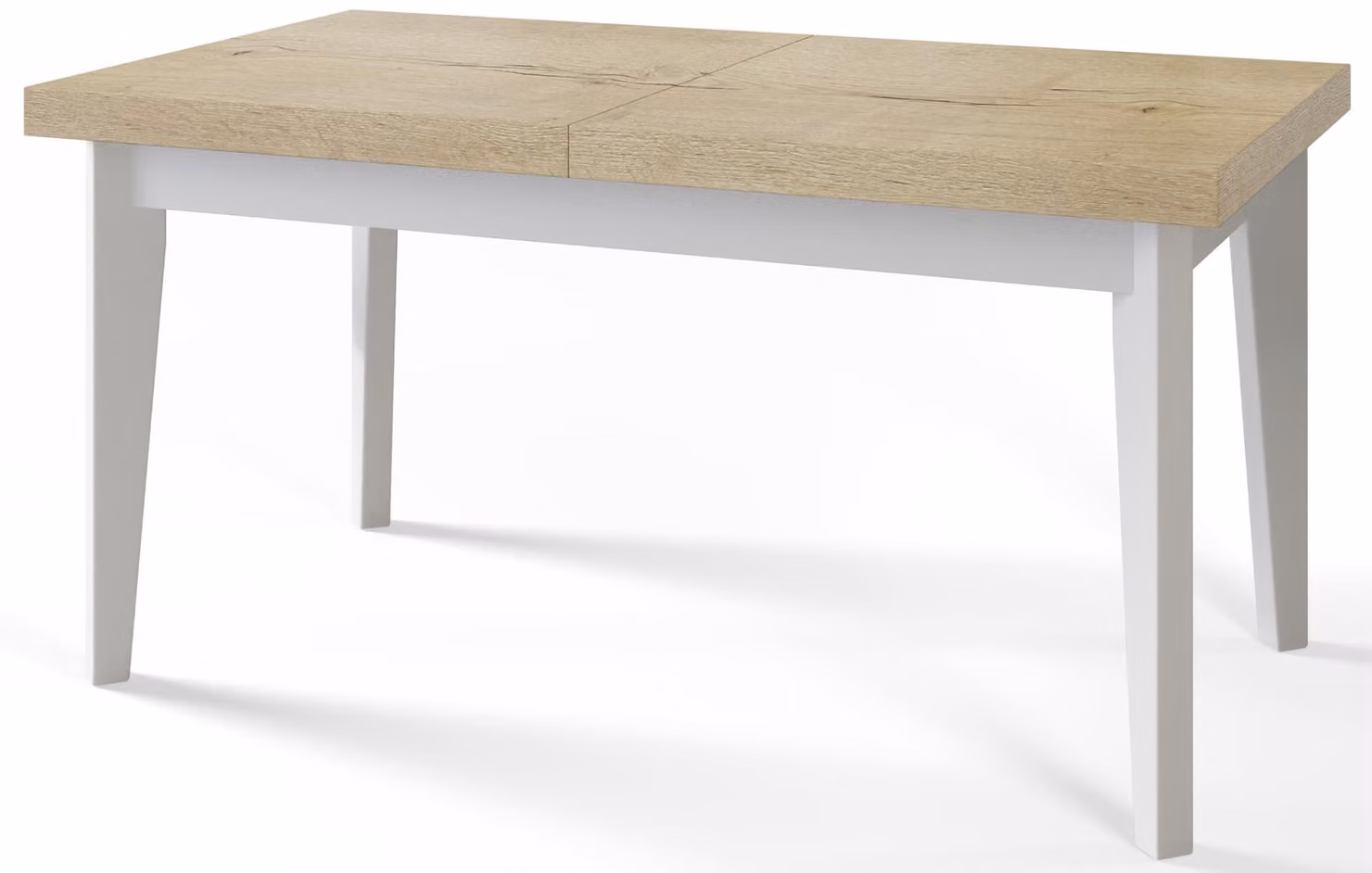 Alpi Moebel, Tavolo da Pranzo Skandi, Tavolo da Cucina Allungabile, Dimensioni: 120-160x80x78 cm, Gambe in Legno Bianche, Halifax
