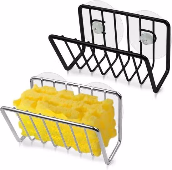 Sponshouder per il lavello - Porta sponsor in acciaio inox - Cestino per lavello con ventose - 2 pezzi porta sponsor lavello magnetico