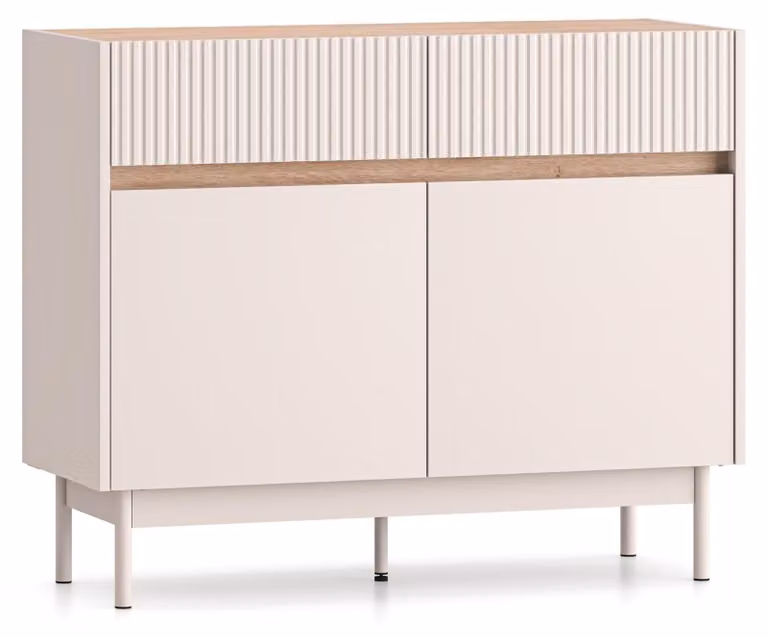 Selsey Dunea – Credenza a 2 ante con 2 cassetti, grigio cashmere/effetto legno di quercia, 104 cm