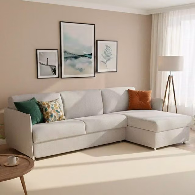 Divano Letto Scordia DMORA con Penisola Sfoderabile Made in Italy, Grigio, L/P/H: 260 x 160 cm – 1
