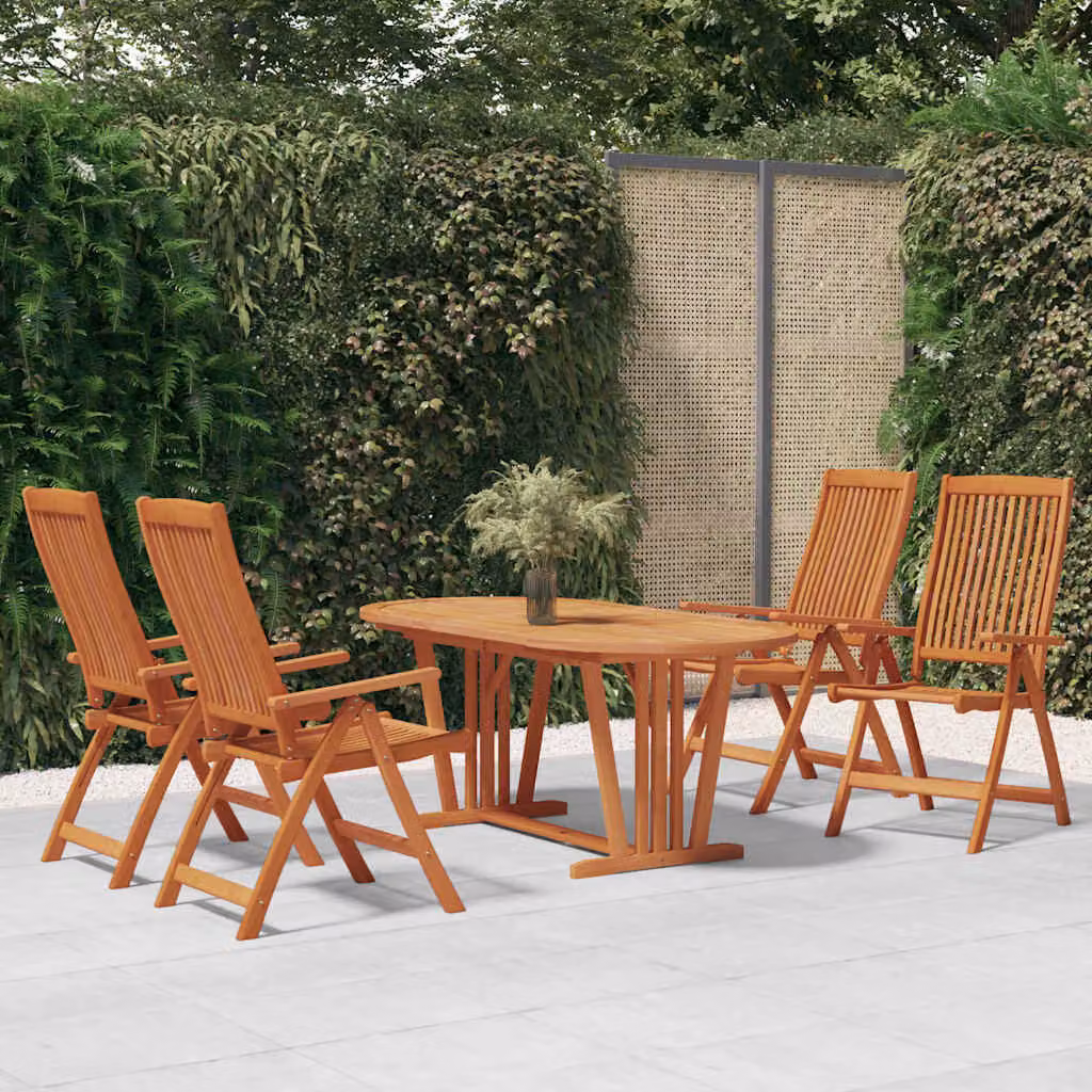 Set da pranzo per giardino vidaXL in legno di eucalipto marrone, 5 pezzi