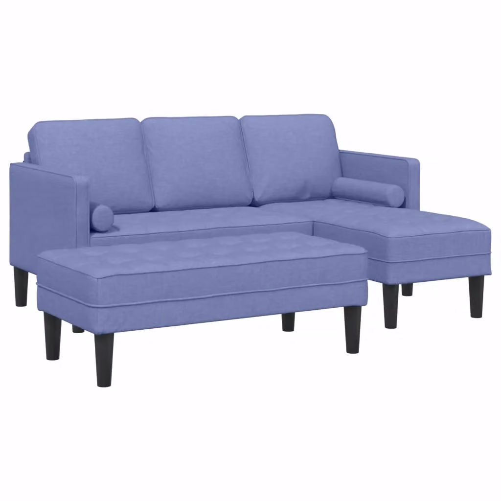 Set di 2 divani angolari reversibili vidaXL in tessuto blu e beige per soggiorno con cuscini inclusi – 2