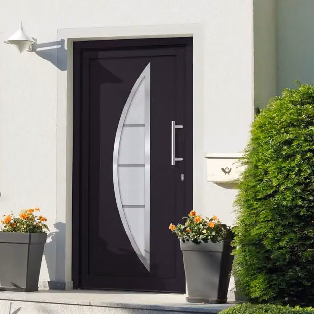 Porta di Ingresso Moderna vidaXL con Inserti in Vetro, Colore Antracite e Bianco, L: 98 cm, H: 200 cm – 1