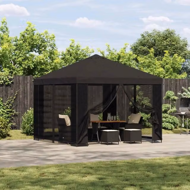 Gazebo 3 x 3 m Antracite Poliestere e Acciaio 190 gsm 900327