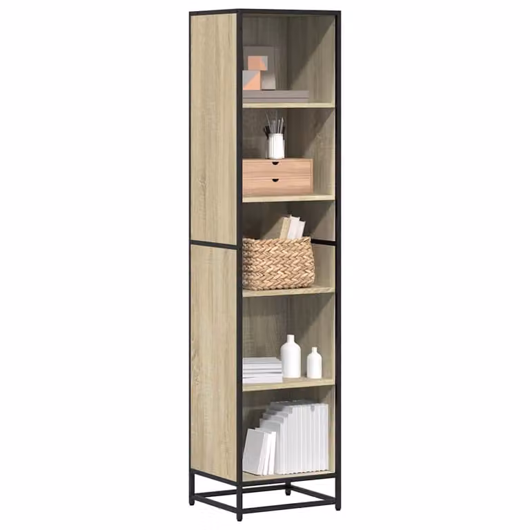 Libreria stile industrial vidaXL in legno e metallo, colore beige e marrone, L 40 cm x P 35 cm x H 170,5 cm