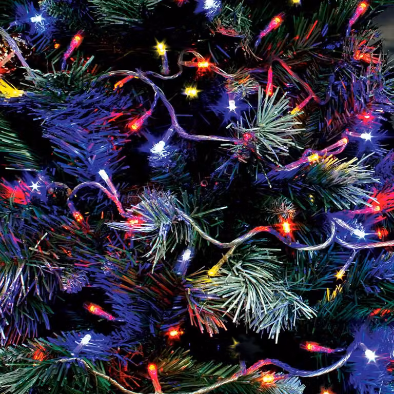 Luci natalizie a LED, 200 pezzi, lunghezza 19,9 metri, alimentate a batteria, 8 modalità, multicolore