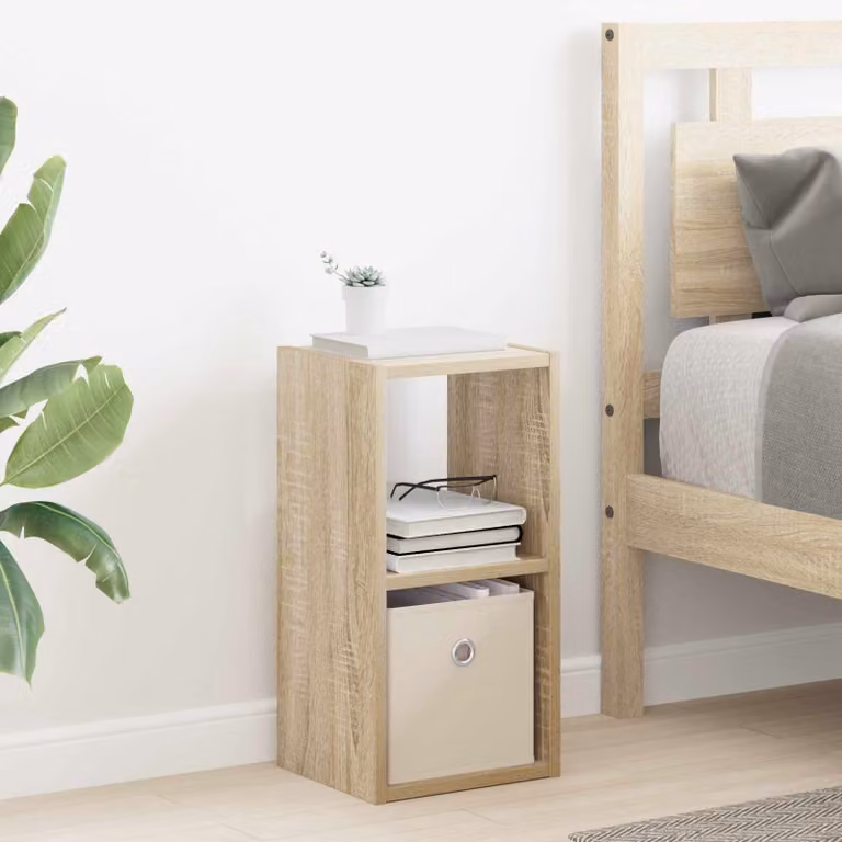 Comodino vidaXL in Rovere Sonoma e Legno MDF, Colore Marrone/Beige, L 25,5 cm x P 22 cm x H 49,5 cm