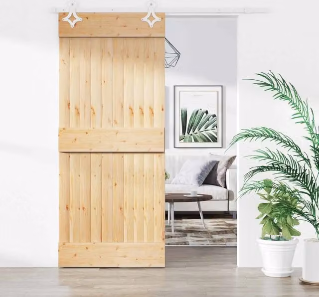 Porta scorrevole minimalist vidaXL in legno e acciaio, colori bianco, marrone e beige, L: 90 cm, H: 210 cm