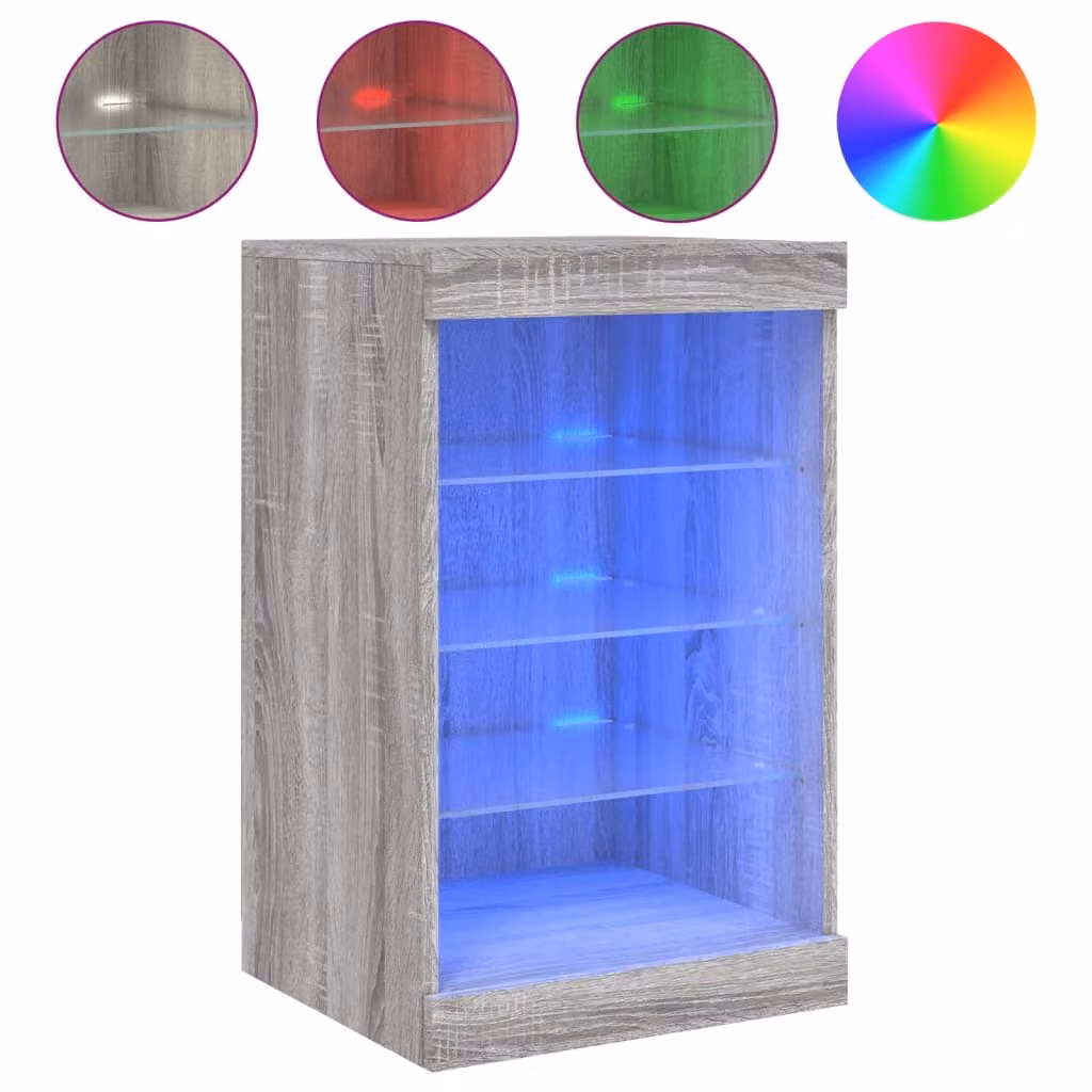 Credenza con Luci LED Grigio Sonoma 41x37x67 cm