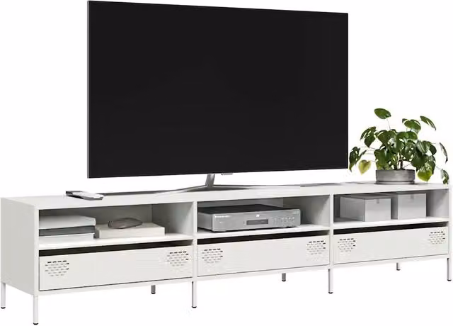 Mobile TV-Credenza TV-Console TV Bianco 202x39x43,5 cm in Acciaio Laminato a Freddo 997601