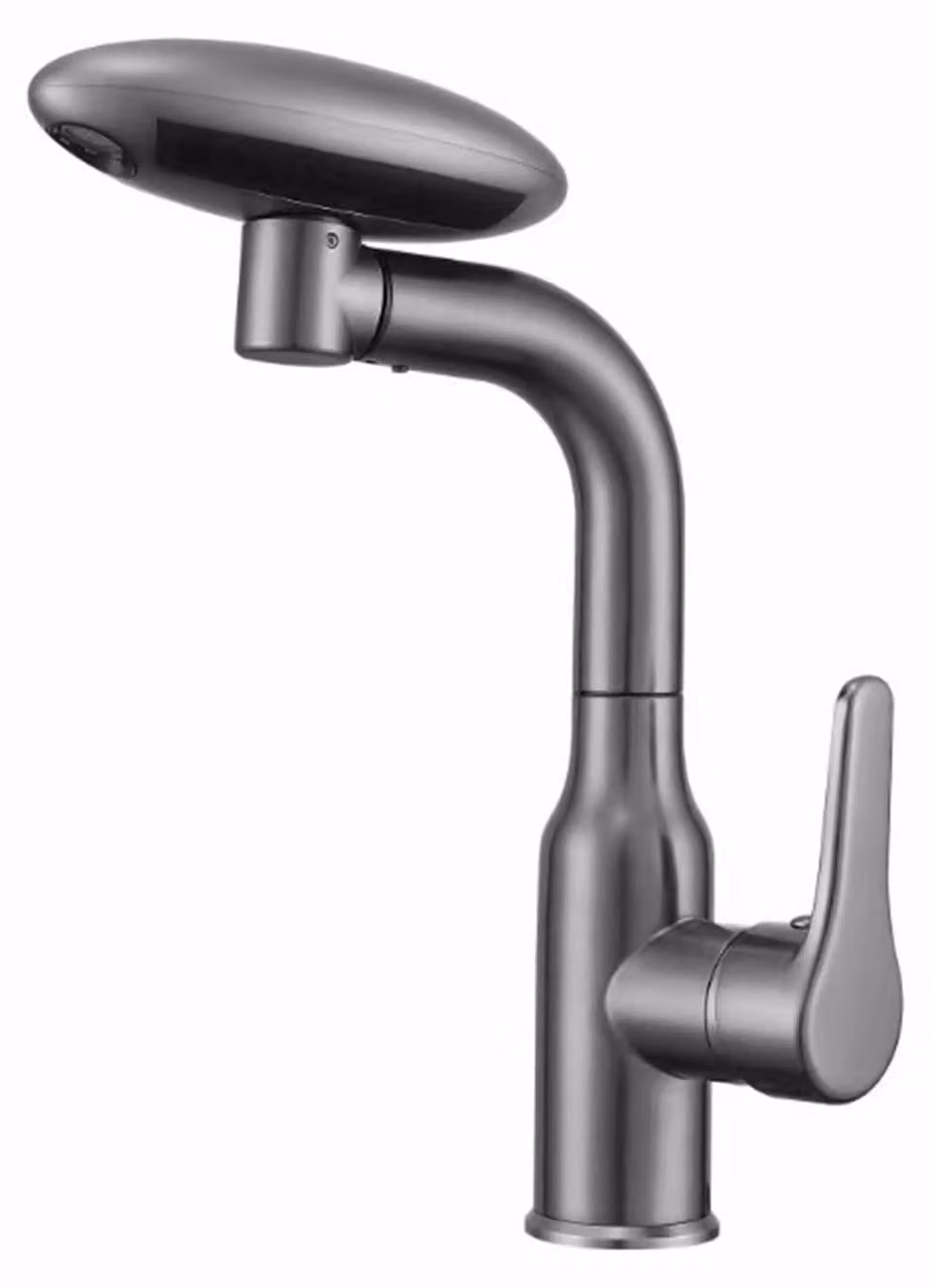 Miscelatore da cucina estraibile, finitura gunmetal, 4 modalità, rotazione a 360°, colore grigio, acciaio inossidabile