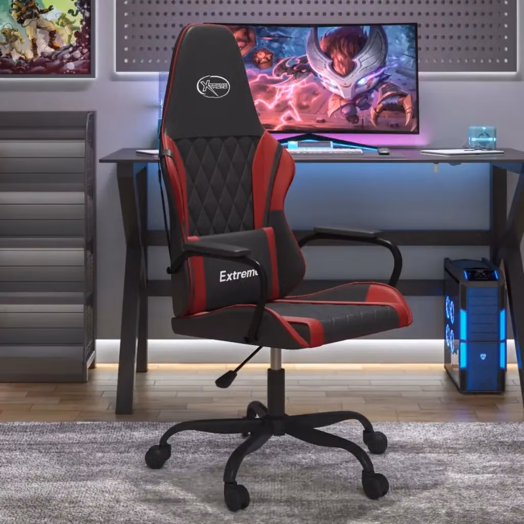 Sedia Gaming Sportiva Nero e Rosso in Similpelle con Poggiatesta e Ruote Ruotanti – 2