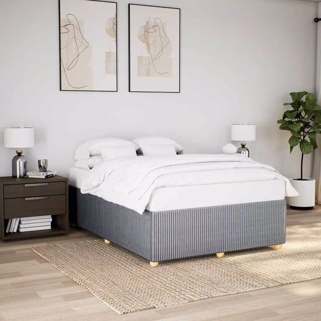 vidaXL Giroletto senza Materasso Grigio Chiaro L/P: 140 x 200 cm in Tessuto e Legno – 1