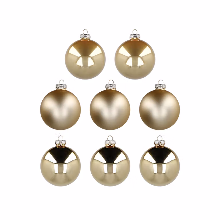Set di 8 palline di Natale Vestiamo Casa in vetro soffiato oro, diametro: 8 cm