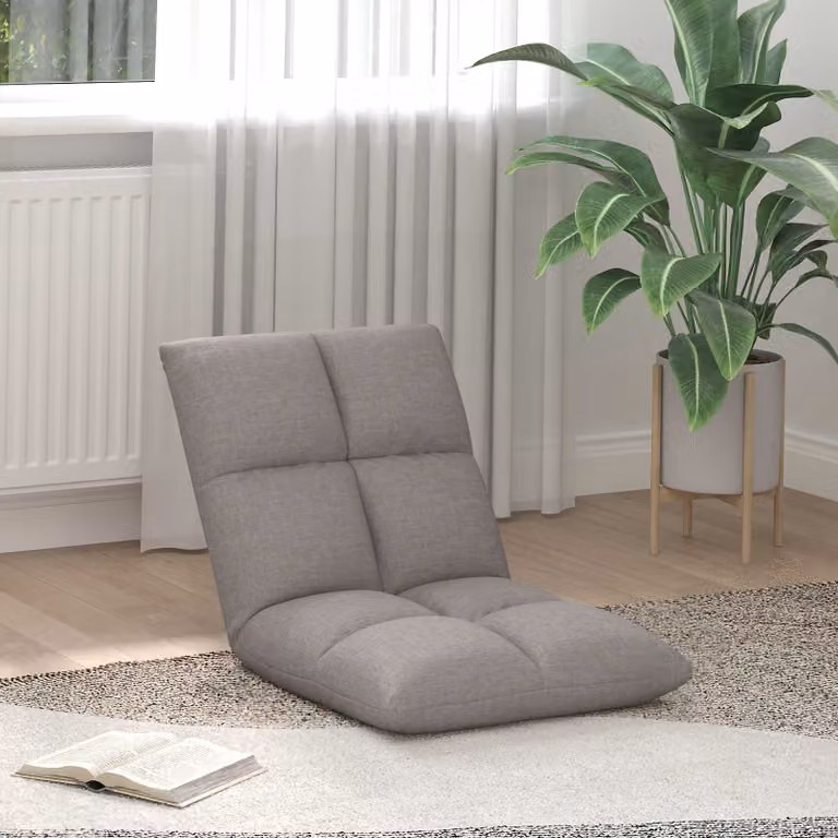 Sedia a pavimento regolabile vidaXL in tessuto beige e grigio con struttura in metallo e plastica