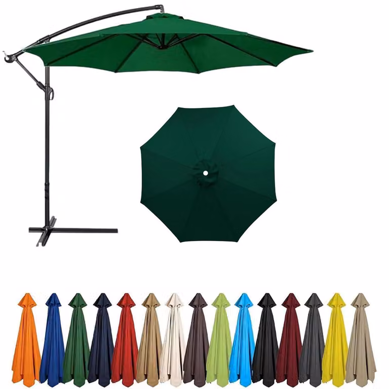 Copertura di ricambio per ombrellone, verde scuro, 2,7 metri, 6 stecche, protezione UV, poliestere