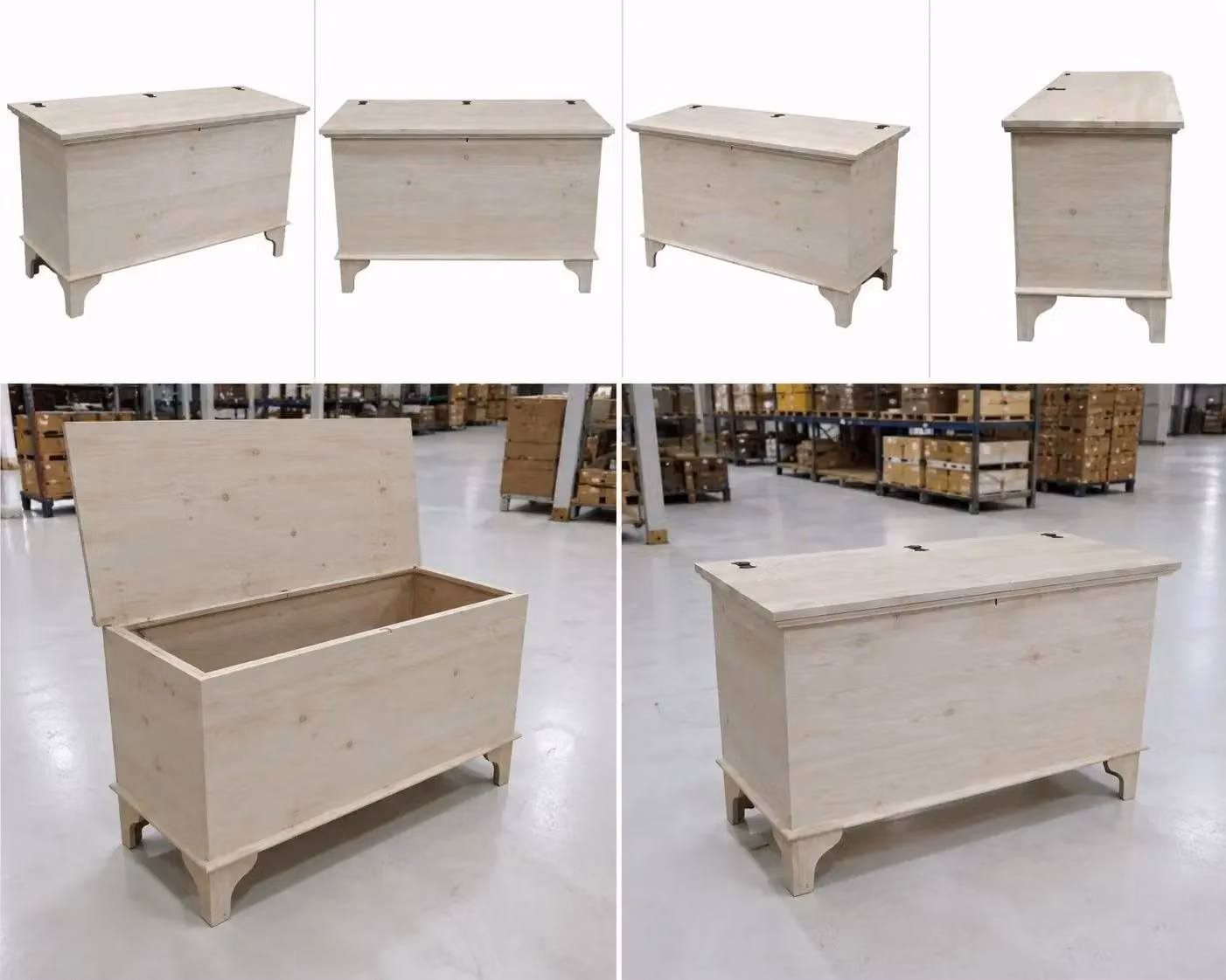 Cassapanca in legno di pino grezzo stile arte povera Mobili 2G L: 137 cm, P: 57 cm, H: 80 cm – 1
