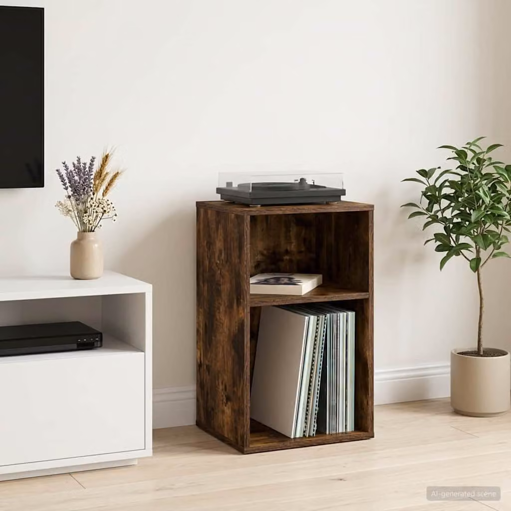 vidaXL Mobile porta vinili Rovere Fumo, L/P/H: 38 x 33 x 61 cm