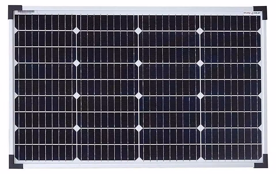 Pannello solare monocristallino da 50 W, 12 V - Telaio in alluminio - 43,5 x 3,5 cm - Adatto per camper, balconi, barche - Pannello solare