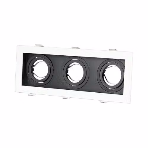 Portafaretto LED da Incasso rettangolare 3xGU10 Orientabili Colore Bianco e Nero