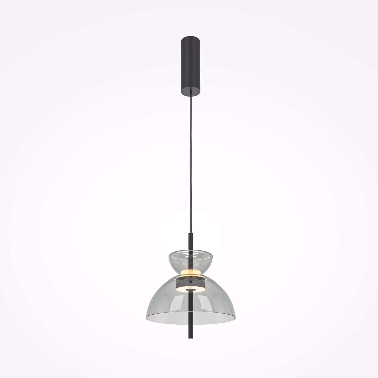 Lampada a sospensione Metallo Vetro fumé LED H: max. 348 cm Nero Grigio bianco caldo 3000 K 1200 lm Moderna Lampada a sospensione