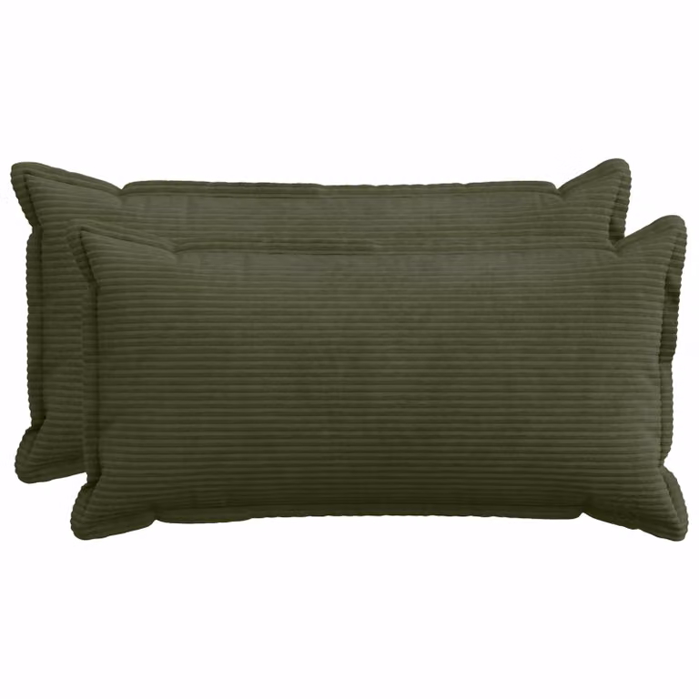 Set di 2 federe vidaXL HOUTEN in velluto a coste verdi, L 40 cm x P 80 cm