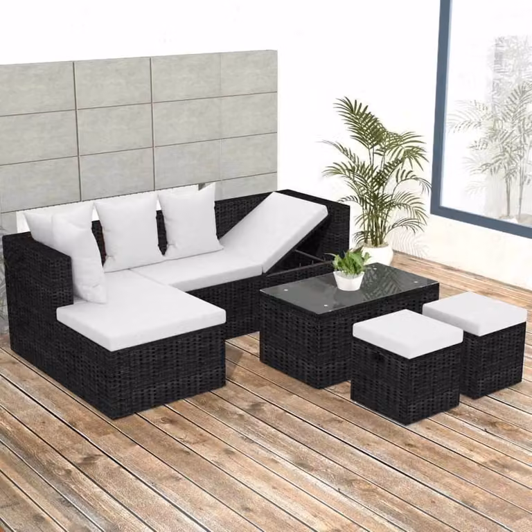 vidaXL Set da salotto da giardino 4 pezzi con cuscini in rattan grigio