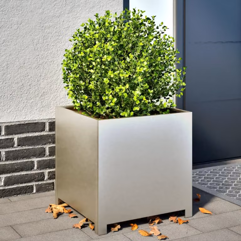 Fioriera da giardino vidaXL in acciaio inox color argento L/P/H: 50 x 50 x 50 cm