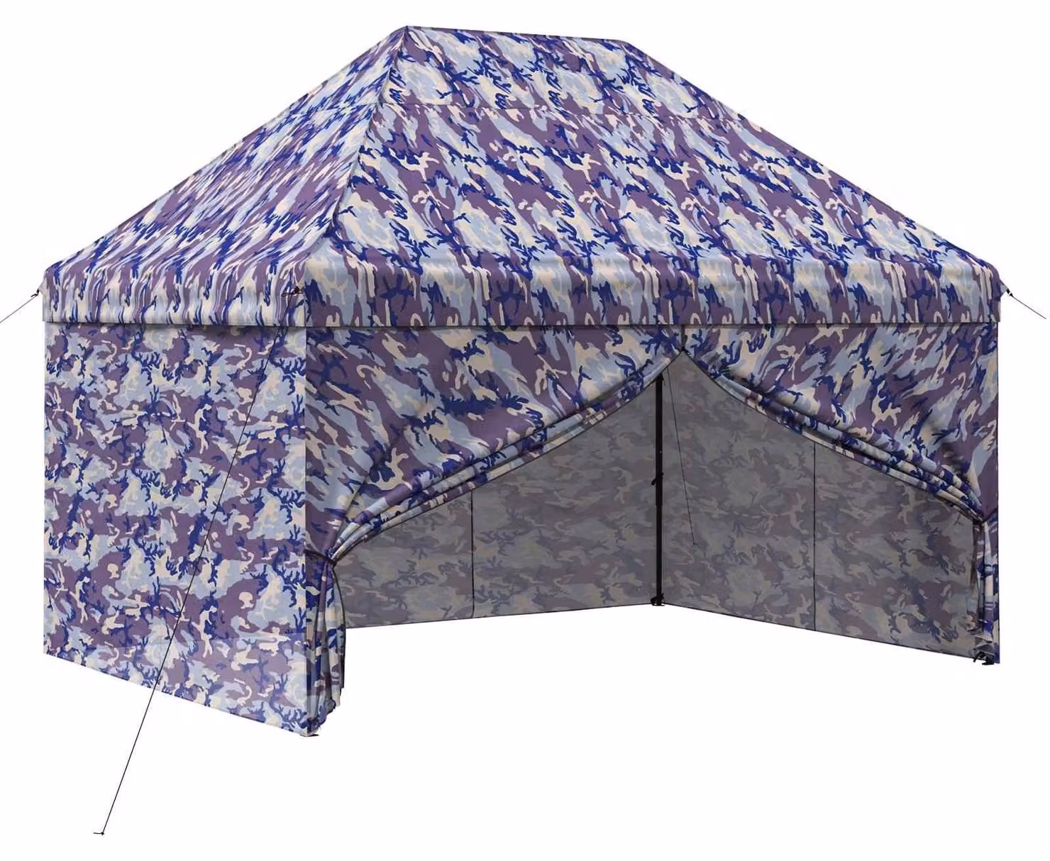 Padiglione pop-up con 4 pareti, dimensioni 2,9 x 4,3 metri, motivo camouflage blu