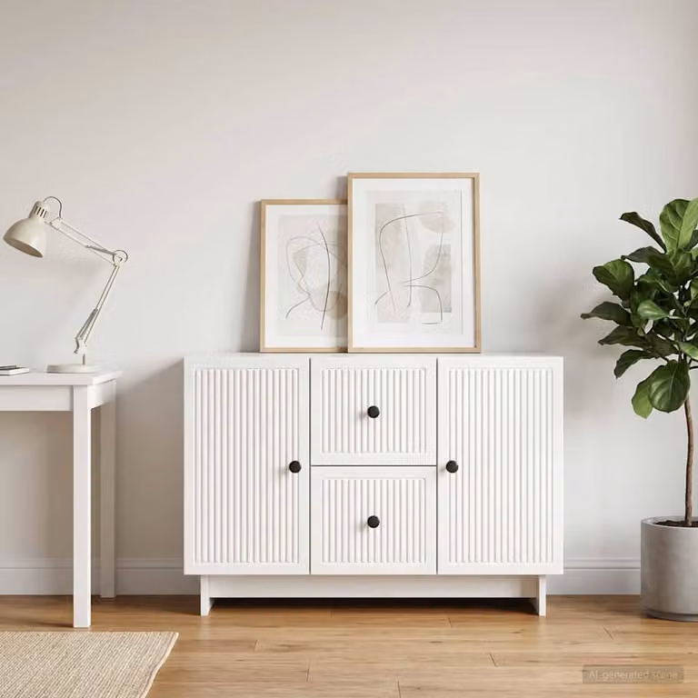 Credenza moderna vidaXL in legno MDF bianco lucido L: 89 cm, P: 34,5 cm, H: 60 cm