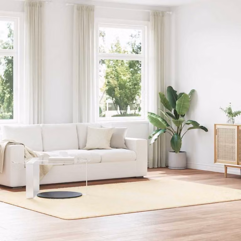 Tappeto Shaggy a Pelo Lungo vidaXL NAVARRA Crema Beige in Poliestere L: 200 cm, P: 290 cm
