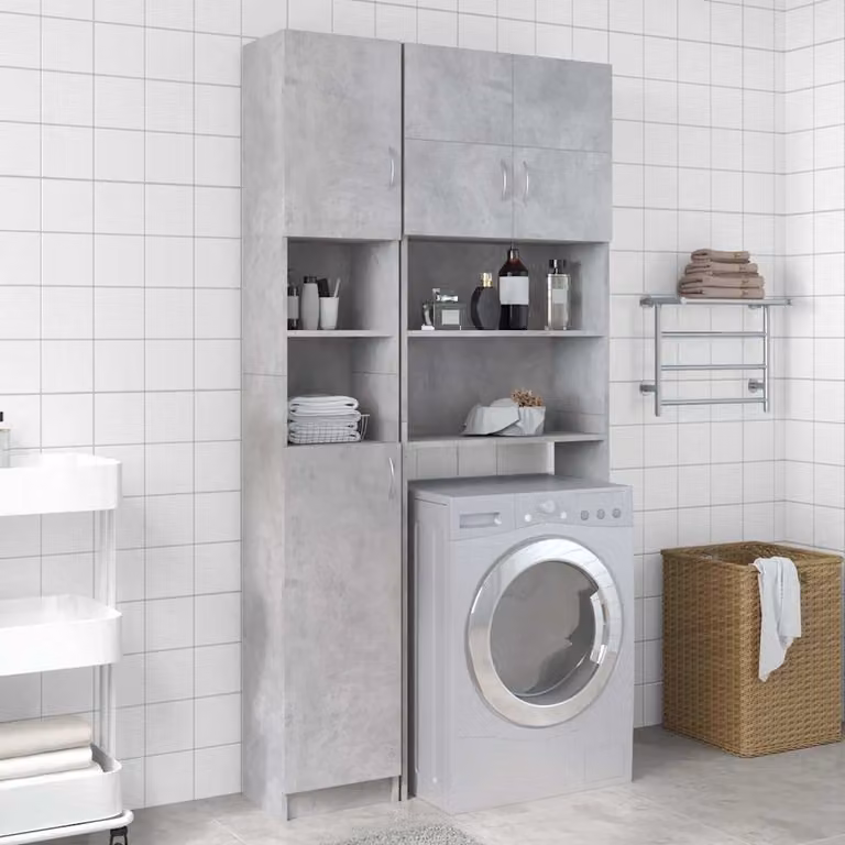 Mobile da bagno moderno vidaXL in legno MDF grigio, L/P/H: 32 x 25,5 x 190 cm