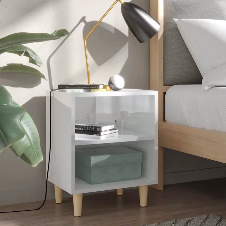 Set di 2 comodini vidaXL in stile scandinavo bianco lucido L 40 cm x P 30 cm x H 50 cm