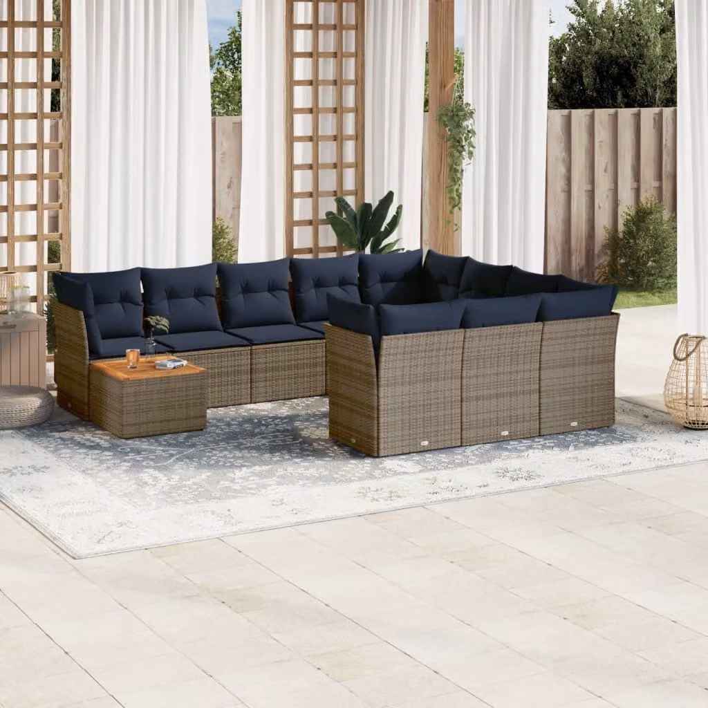 Maison Exclusive - Set Divani da Giardino 11 pz con Cuscini in Polyrattan Grigio