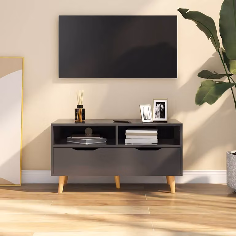 vidaXL Mobile Porta TV Moderno Grigio in Legno Multistrato L: 90 cm, P: 40 cm, H: 48,5 cm