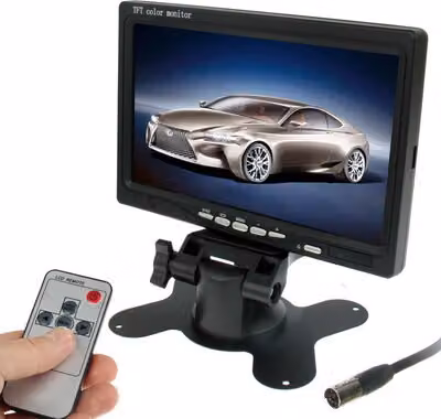 monitor per auto/telecamera da 7,0 pollici con staffa angolare regolabile e telecomando, doppio ingresso video