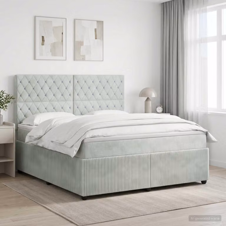Maison Exclusive - Letto boxspring con materasso Grigio chiaro 160 x 200 cm Velluto