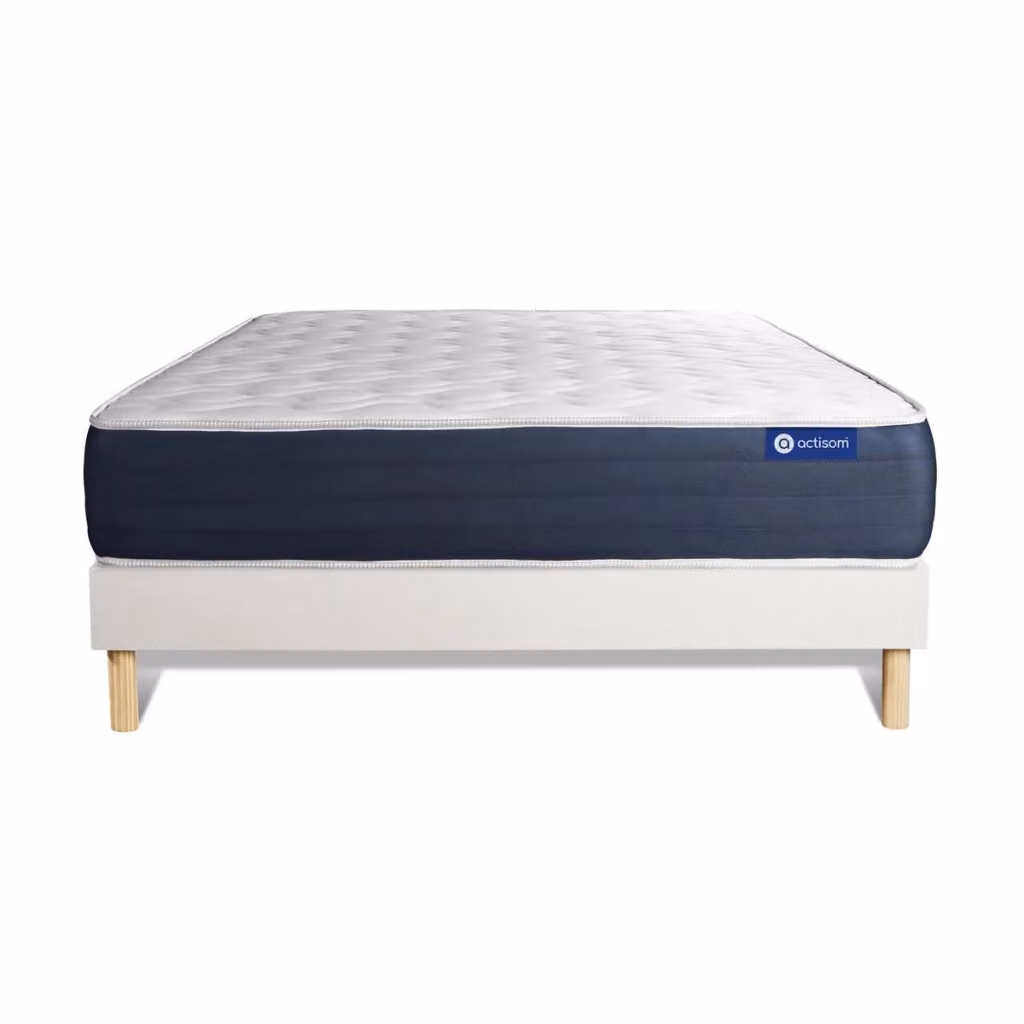 Kit rete e materasso matrimoniale Actisom Actiflex Sleep bianco con molle insacchettate e memory foam, L/P/H: 140 x 200 x 22 cm – 2